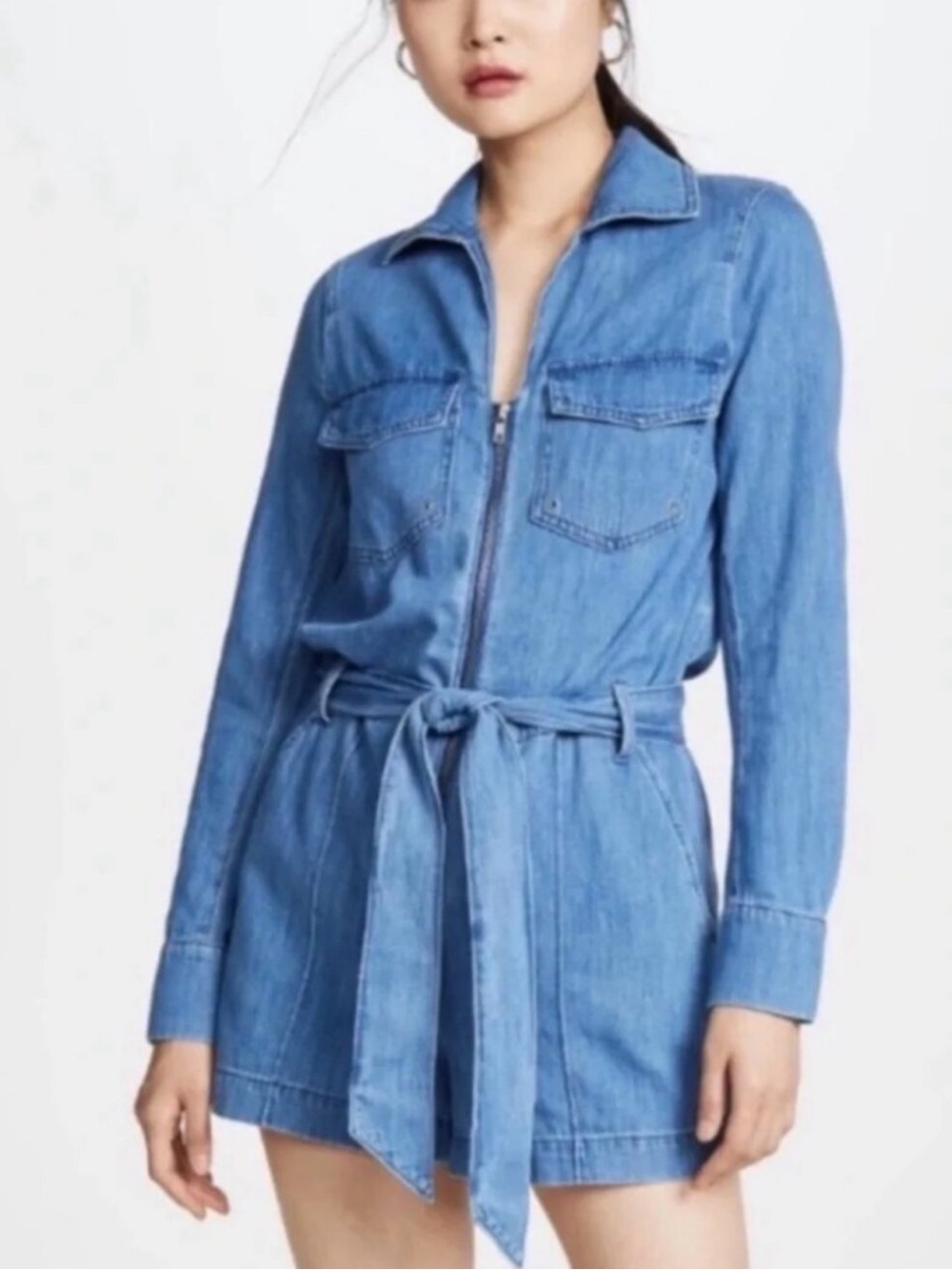 Veronica Beard Keenan Utility Chambray Romper Excellent Condition Pockets